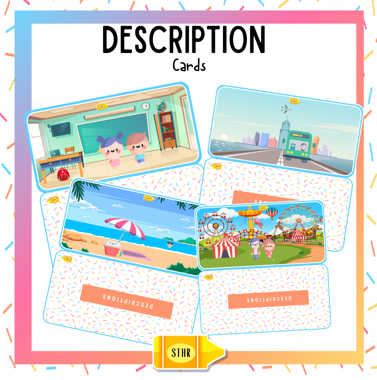 Description cards Mundoextraescolares Material educativo